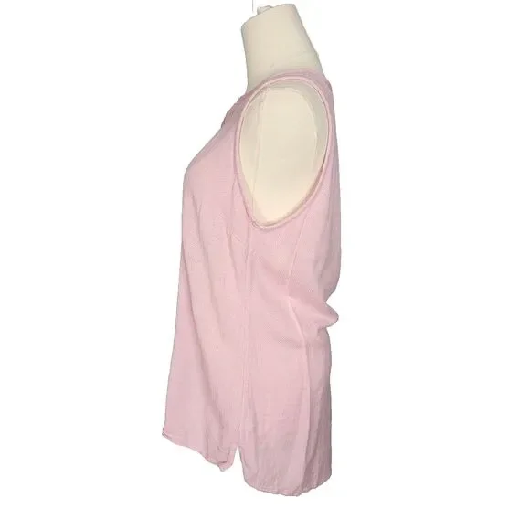 Soft Surroundings Tops M Sleeveless Tunic Lilac *faint stain* Button Coastal - Picture 7 of 17